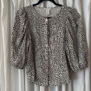 H&M Black and White Animal Print Blouse